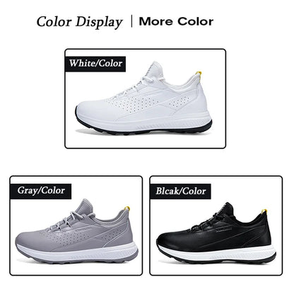 Golf Sports Shoes for Men, Waterproof High-Quality Leather Golf Competition Sports Shoes, Formal Golf Course Training Shoes for Men