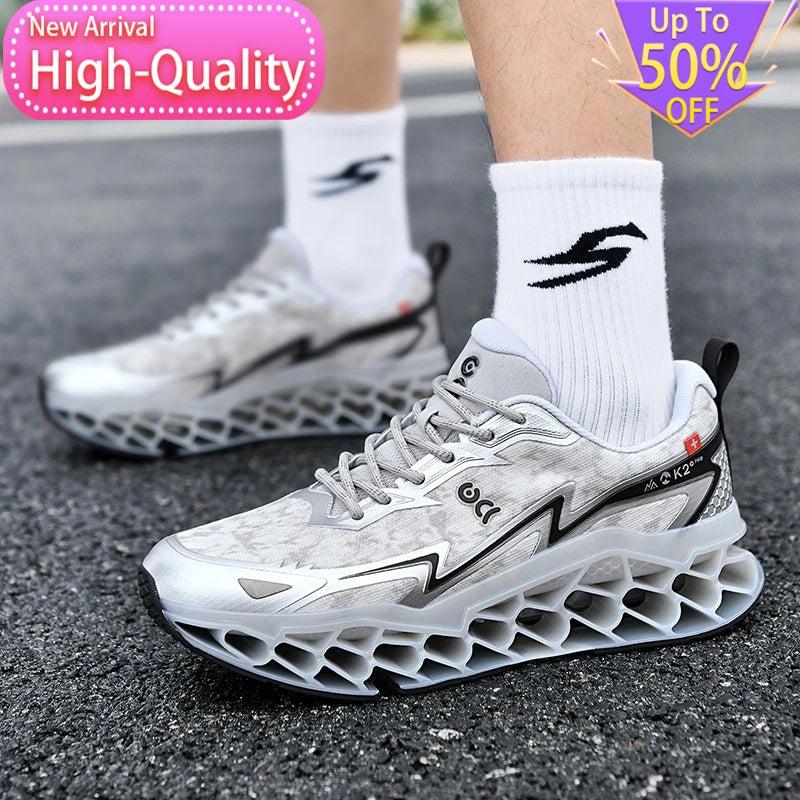 2026 New Summer Outdoor Mens Sports Shoes 3D Printed Sole Rebound Lightweight Running Shoes Foot Protection Stable Walking Shoes