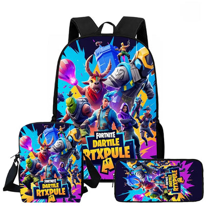 Fortnite 3-piece cartoon set, unisex, includes: Backpack, Crossbody bag, And pencil case Lightweight and large capacity