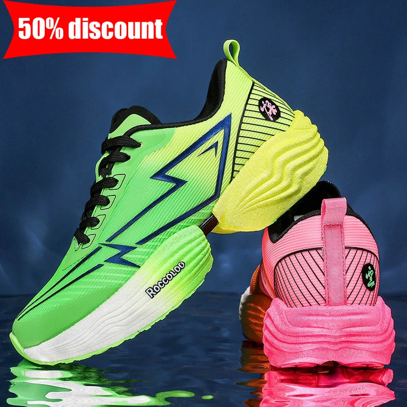Couple Sports Shoes Professional Marathon Comfortable Jogging Shock-absorbing Training Shoes High Rebound Anti-Slip Racing Shoes