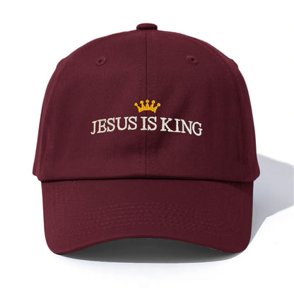 1pc JESUS IS KING Embroidery Baseball Cap for Adults,Minimalist Retro Style Casual Soft Adjustable Dad Hat,Perfect As Gift