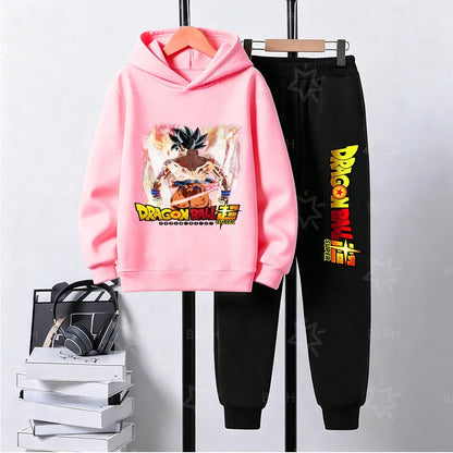 Kids Dragon Ball Camo Goku Printed Hoodie Set Casual Loose Comfortable Long Sleeve Sweatshirt Pants 2 Piece Outfits for Boys