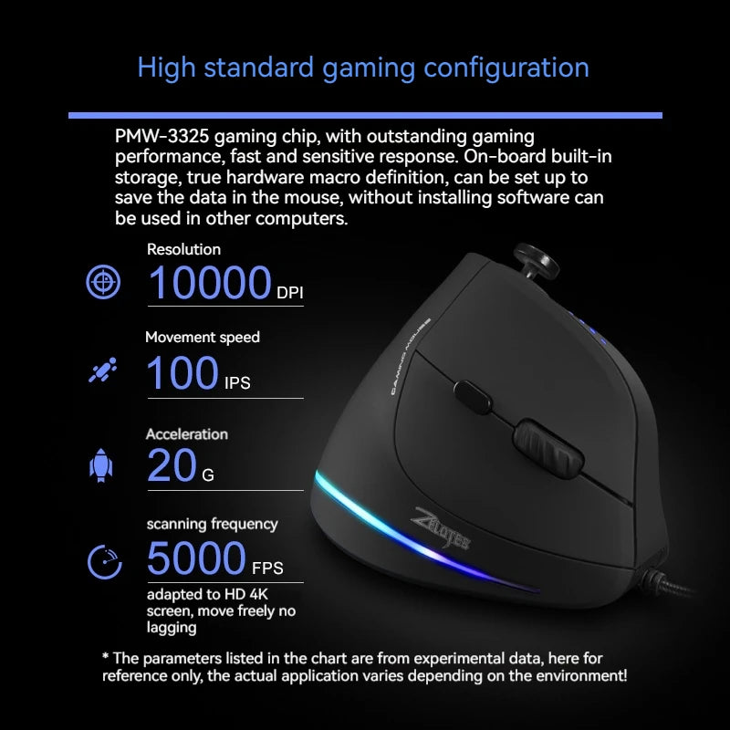 ZELOTES C-18 Vertical Mouse 11 Key Optical Mouse RGB Joysticks Programmable Laser Gaming Mice For PC Computer Gamer