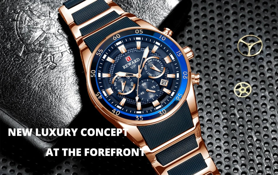 REWARD Relogios Masculino 81011M Sports Silicone Quartz Men's Watch Waterproof Calendar Chronograph Luminous Watches Men Часы