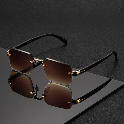 1 Pair of Rimless Rectangular Trendy Fashion Sunglasses, Suitable for Vacations, Parties, Gifting, Music Festivals