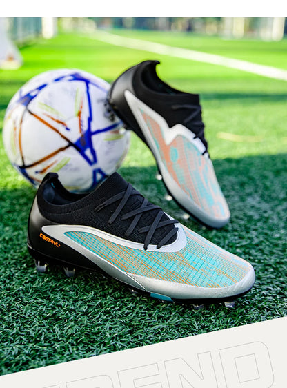 Nuove scarpe da calcio da uomo per esterno, traspiranti, antiscivolo, con tacchetti lunghi, per allenamento e partita, comode anche per ragazzi