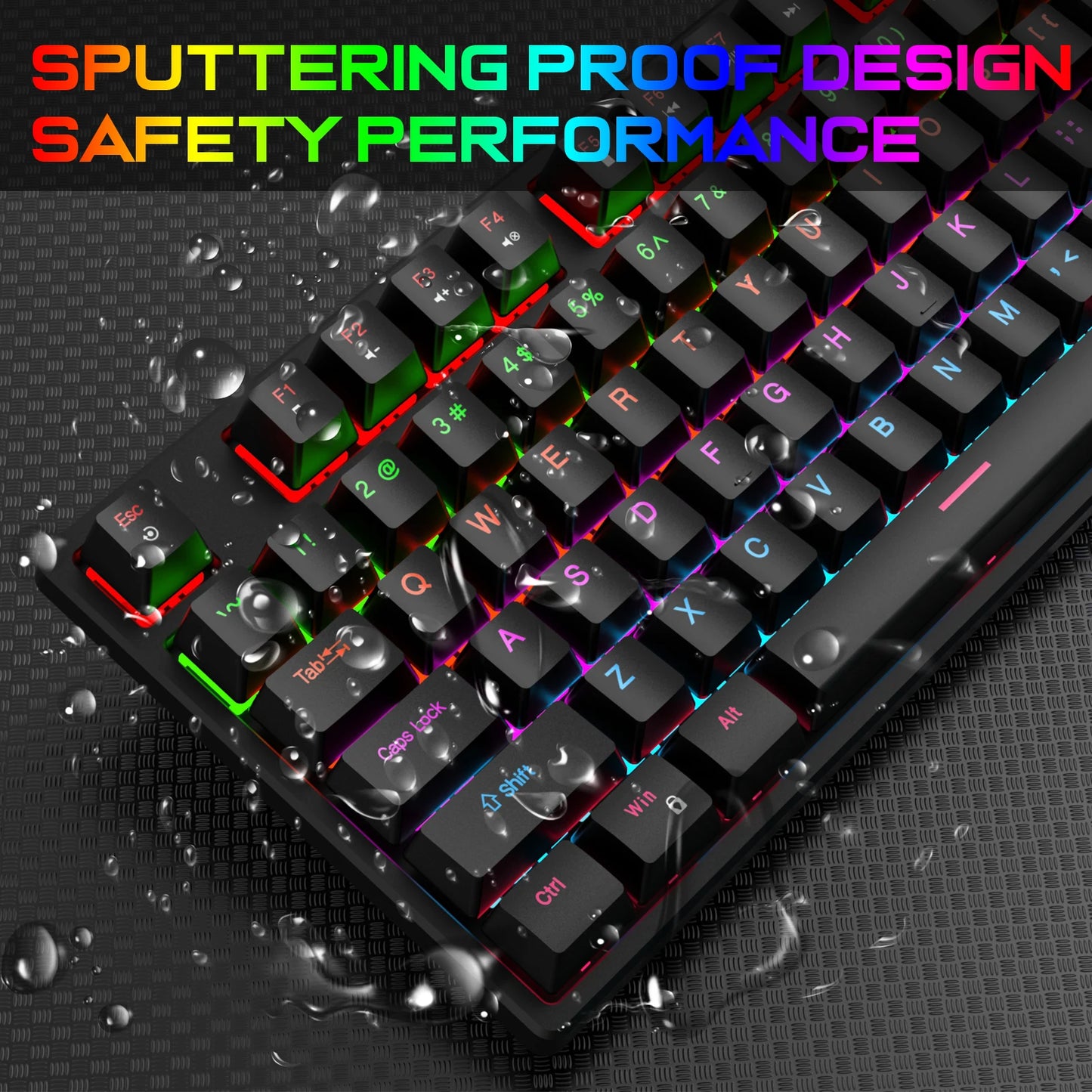 Wired Gaming Keyboard Cool Light Backlit Waterproof Gaming Keyboard Full Size 104 Key Mechanical Feel Keyboard for PC Gamer