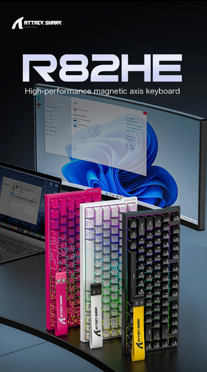 Attack Shark R82HE Wired RGB Magnetic Switch Keyboard, 256K Scan Sampling Rate, 0.005RT Accuracy 8K Return Rate