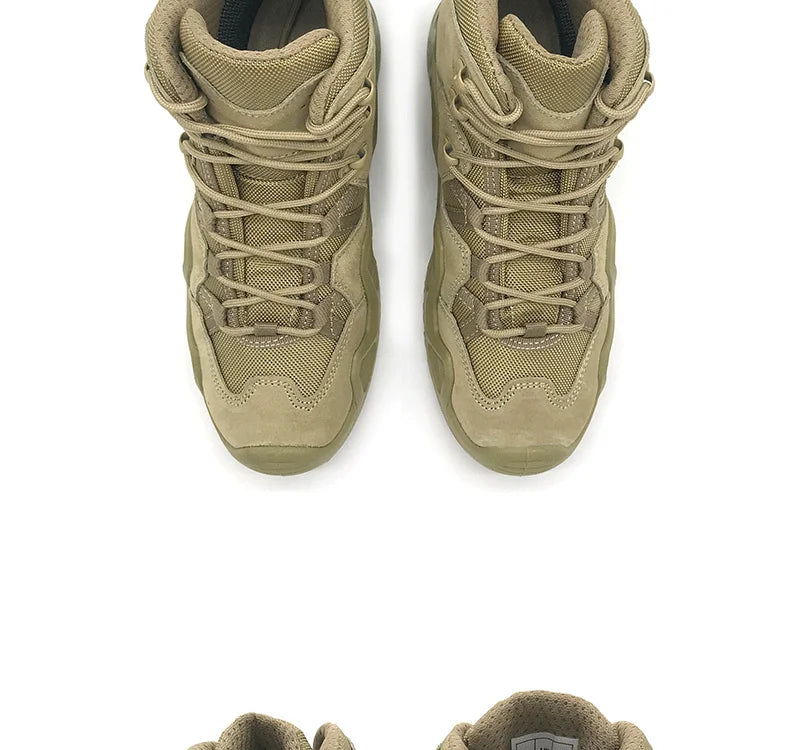 Lynjacye Mid-Cut Green Combat Boots Men Women Size 39-46 Outdoor CS Training Hiking Shoes Desert Ankle Climbing Bota Masculina