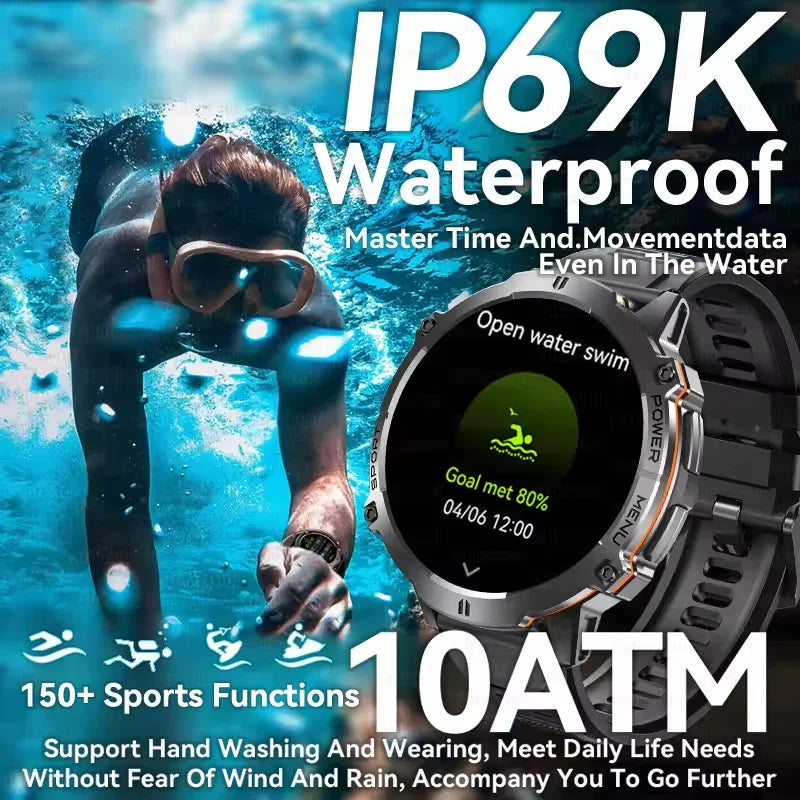 2026 New Military TANK X3 Smartwatch für Herren, 1000mAh Akku, 10ATM wasserdicht zum Schwimmen, GPS-Route, 1.75" AMOLED HD, Anrufe, Sport-Smartwatch