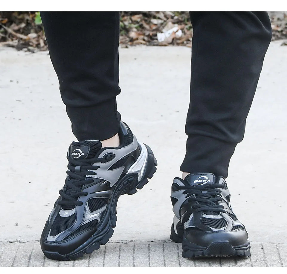 BONA  New Designers Breathable Road Running Shoes Casual Shoes Man Athletic Walking Footwea Men Outdoor Jogging r Mansculino