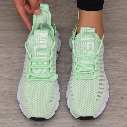 Women’s Sports Shoes Mesh Lightweight Soft Sole Jogging Strap Breathable Fashion Sports Walking Casual Tennis Flat Shoes for Men