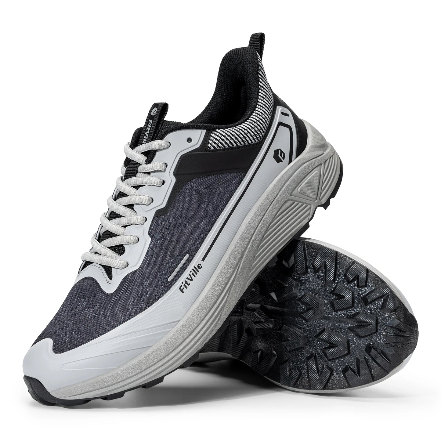 FitVille Men's Wide Toe Box Shoes, Cushioned Sneakers, Non-Slip, Lightweight, Breathable Running Shoes for Swollen Feet