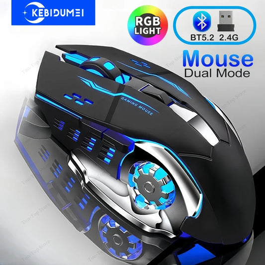 KEBIDUMEI Dual-Mode Bluetooth 5.2 Mouse 2.4G Wireless Mouse RGB Gaming Mouse Rechargeable Silent Mouse 3600 DPI Mice for Laptop