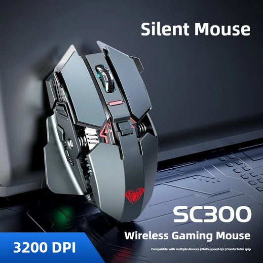 Nowa mysz gamingowa bezprzewodowa 2.4G SC300 2025 RGB 3200dpi, ładowalna, cicha, mechaniczna mysz e-sportowa do komputera stacjonarnego i laptopa