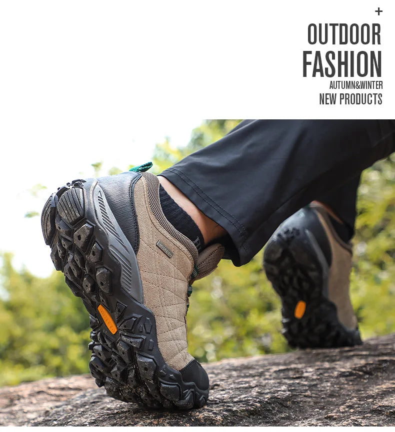 HUMTTO Hiking Shoes Men's Luxury Designer Winter Climbing Trekking Sneakers Leather Outdoor Sports Work Shoes 110282A