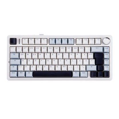 Teclado mecânico sem fios EPOMAKER x AULA F75 ISO-DE com conectividade tri-modo, layout alemão QWERTZ e bateria de 4000 mAh