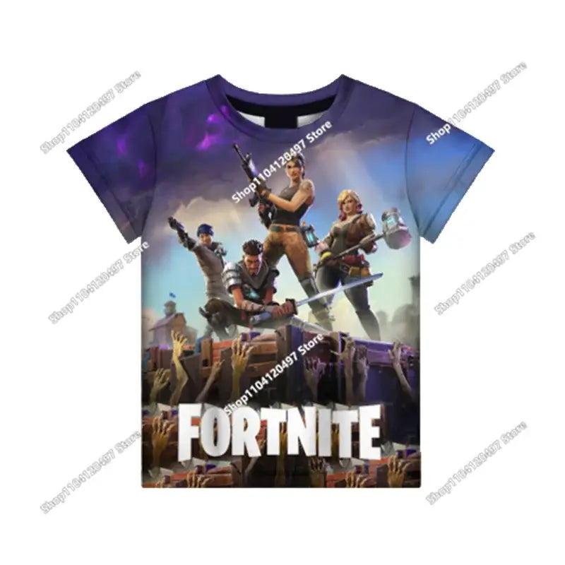 Аниме Fortnite тениски за момичета, тениска за момчета, бели тениски с анимационен принт, летни бебешки тениски, сладки горнища с принт, костюм