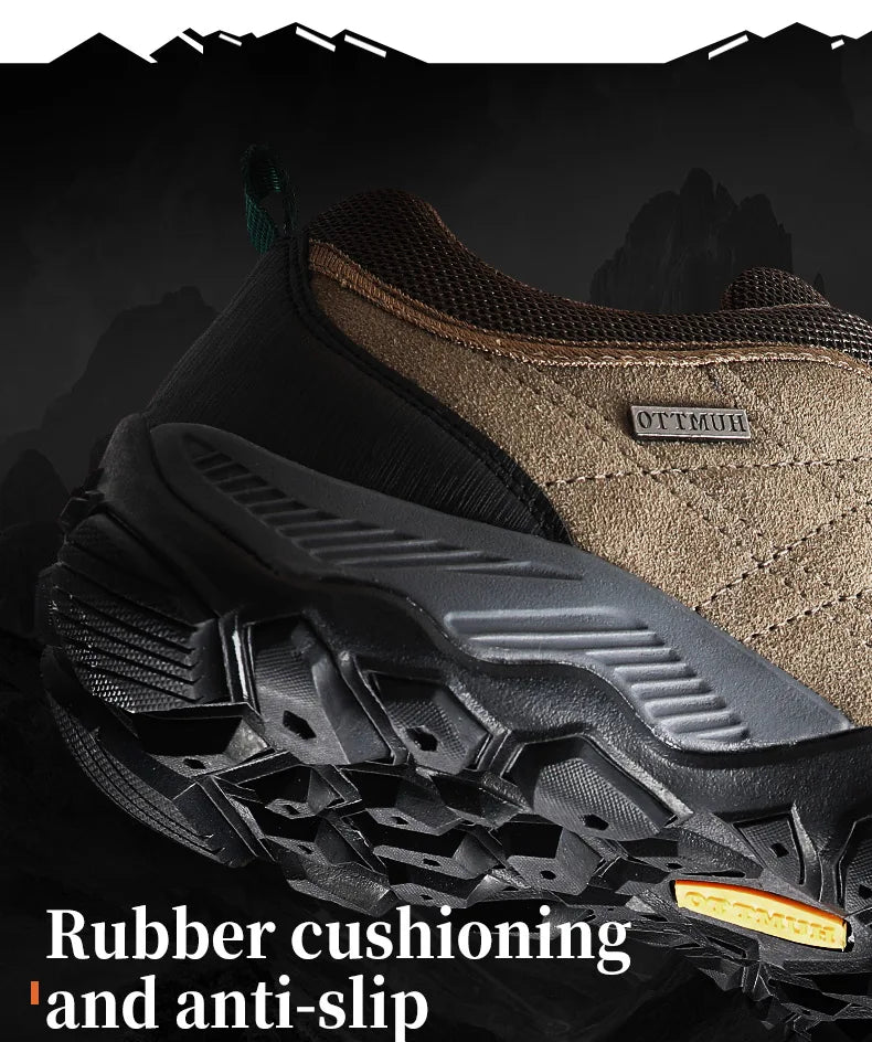 HUMTTO Hiking Shoes Men's Luxury Designer Winter Climbing Trekking Sneakers Leather Outdoor Sports Work Shoes 110282A