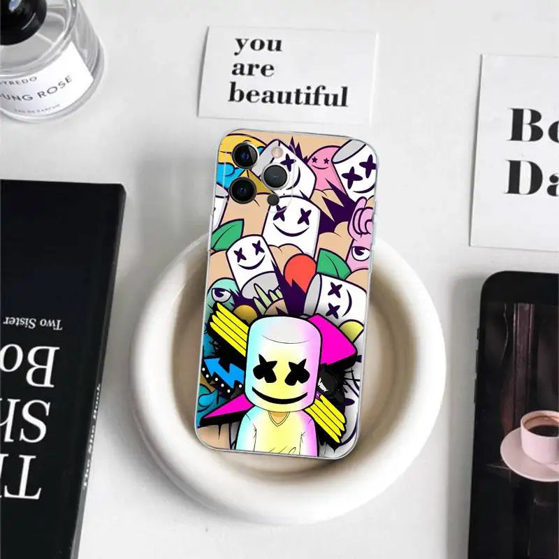 Cartoon B-Battle-R-Royale-F-FortniteS for iPhone 17 16 15 14 13 12 11 Pro Max Plus Transparent Soft TPU Phone Cover