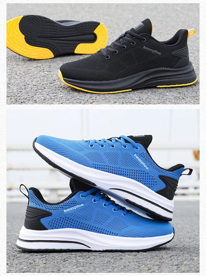 Baasploa Men's Running Shoes Brand, Male Designer Mesh Casual Sneakers, Lightweight Lace-Up New Male Outdoor Sports Tennis Shoes
