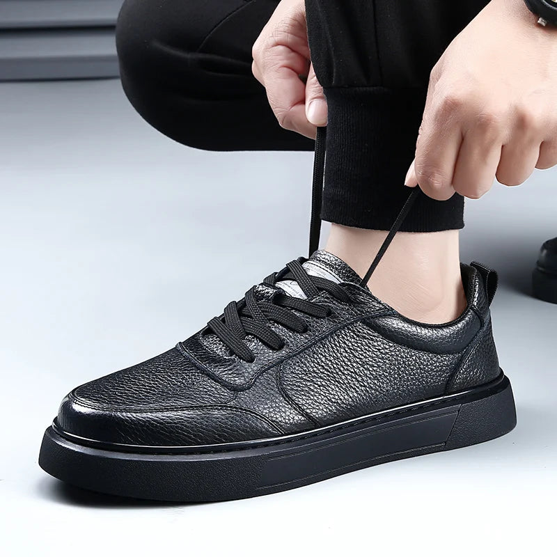 DIMANYU Men's Sneakers Genuine Leather 2026 New Summer Casual Shoes Men Platform Lace-Up Simple Fashion Breathable Shoes Men