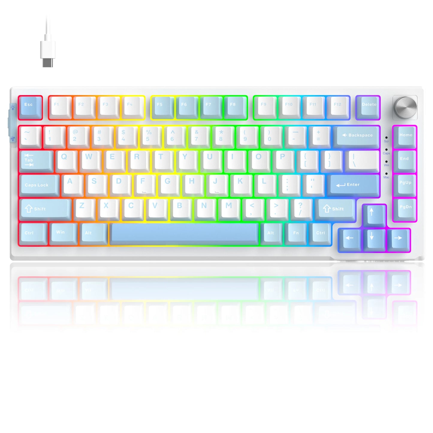 MageGee SKY81 75% mechanische Gaming-Tastatur, RGB-Gasket, Hot-Swap-fähige kabelgebundene Custom-Tastatur mit cremiger Schalldämpfung und Drehregler