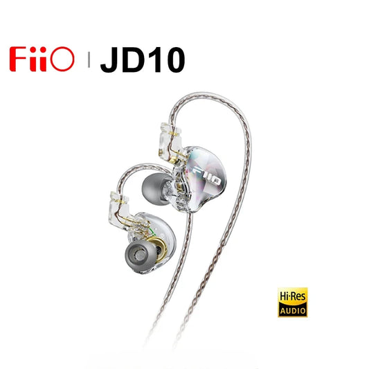 FiiO JD10 Wired In-Ear Earphones HiFi Bass Stereo Earbuds with 3.5mm Type-C Connector, High Resolution Audio Music Earphones for Gaming, Sports & Daily Use