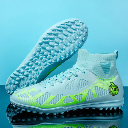 High Quality TF Football Boots for Men and Women, PU Fabric Upper, Rubber Cleats, Non-Slip Training Football Shoes