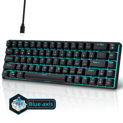 Teclado mecánico gaming 60% USB con teclas blancas, mini teclado gamer ergonómico para ordenador con retroiluminación y música