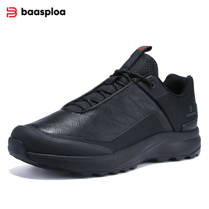 Baasploa Hiking Shoes Men Outdoor Waterproof Camping Resistant Non-Slip Sneakers Casual Lightweight Lace-Up Walking Shoes for Men