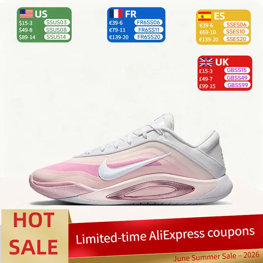 Nike AOne: Simple, Comfortable, Versatile, Breathable, and Grippy Basketball Shoes (Unisex) in Pink and White FZ8606-101