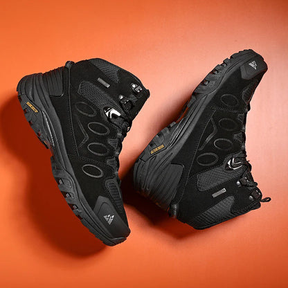 HIKEUP High-Top Men Hiking Boots Winter Outdoor Shoes Lace-Up Non-slip Outdoor Sports Casual Trekking Boots Men Waterproof Suede