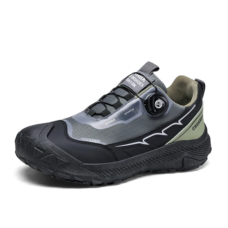 Rotary Buckle Men's Trekking Sneakers Outdoor Platform Hiking Shoes Men Sports Shoes Comfortable Non-slip Climbing Walking Shoes