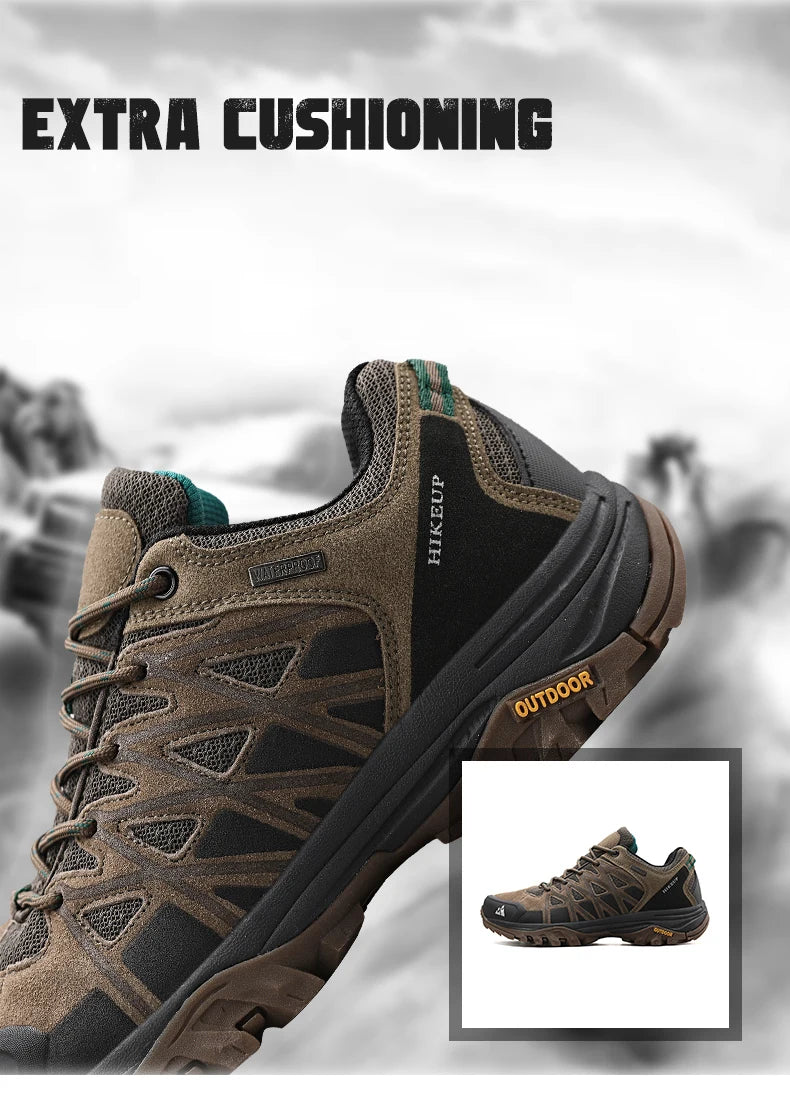 HIKEUP New Arrival Men's Hiking Shoes Breathable Lace Up Trekking Male Cushioning Outdoor Climbing Tourism Sneakers for Men