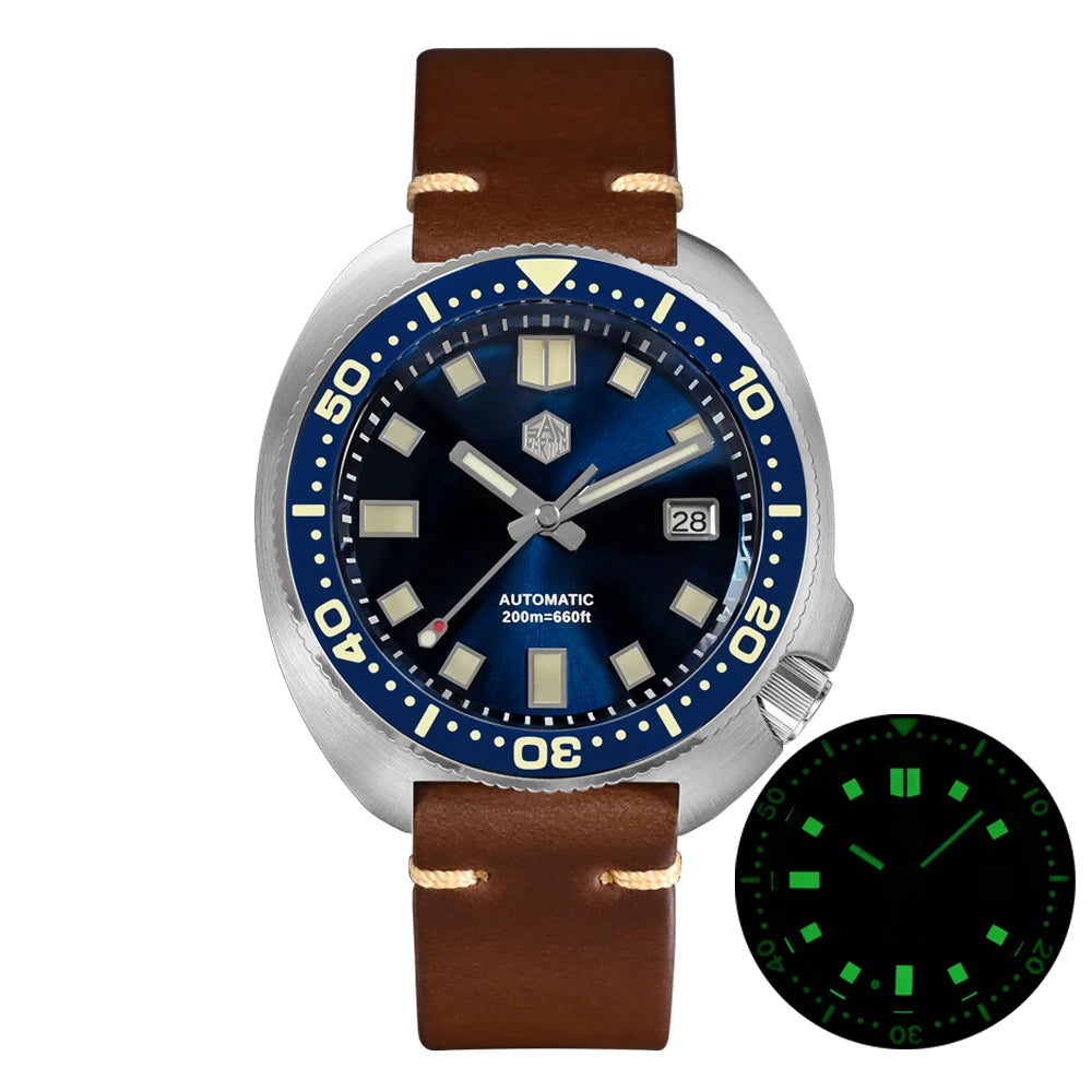 San Martin Turtle Men Diver Watch 44mm NH35 Automatic Mechanical Wristwatch Sapphire Waterproof 200m Luminous Relojes SN0047