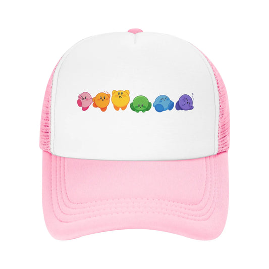Adult Kirbys Rainbow Trucker Caps Vintage Mesh Baseball Caps Snapback Caps  Dad Hat Sun Hat Breathable Sports Cap Wholesale New