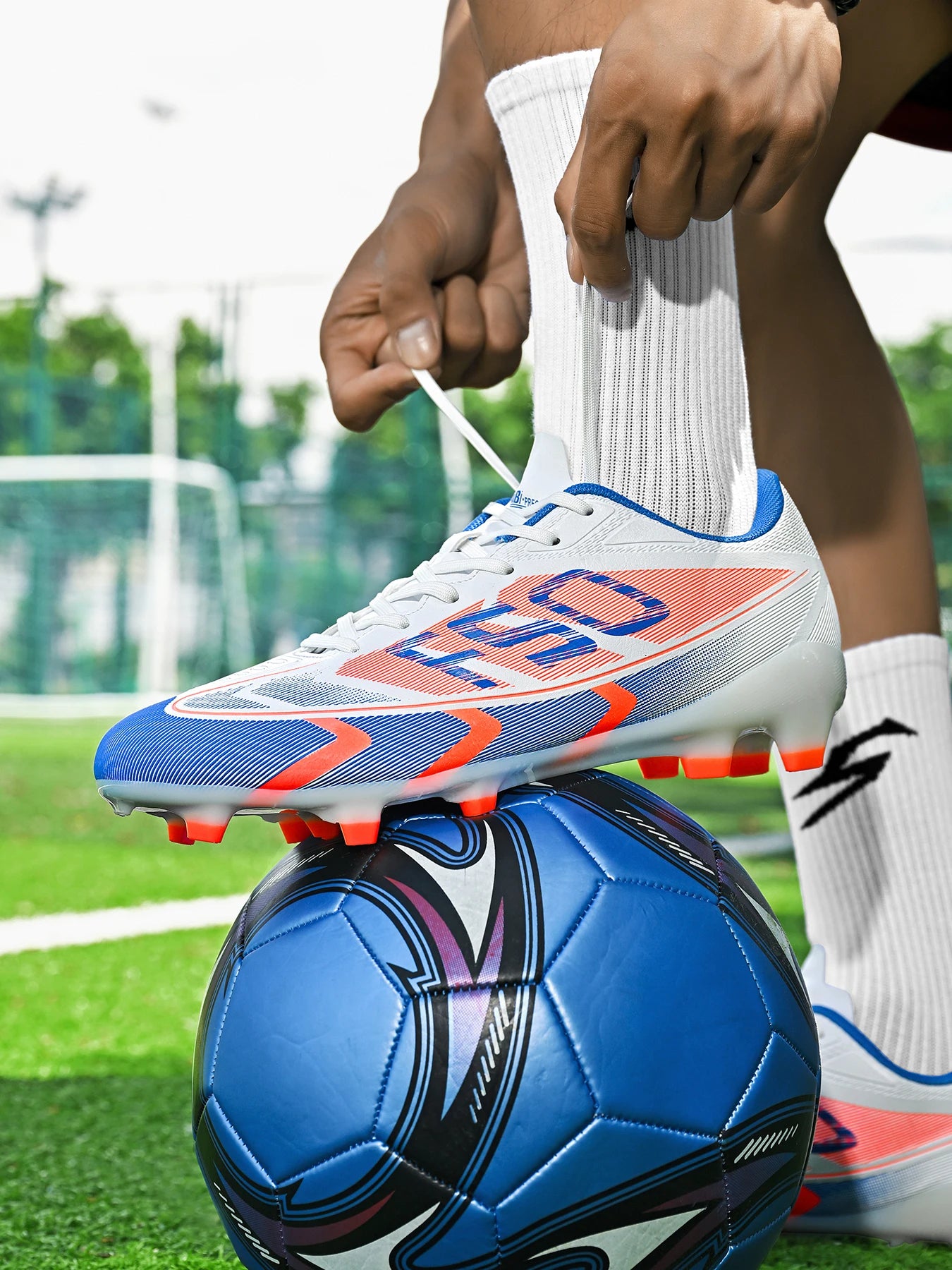 Unisex AG FG Soccer Shoes PU Woven Fabric Upper TPU Shockproof Sole Wear-Resistant Anti-Slip Teenager Competition Sneakers