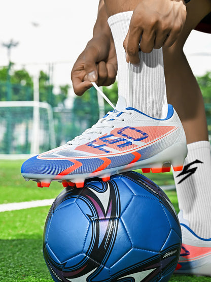 Unisex AG FG Soccer Shoes PU Woven Fabric Upper TPU Shockproof Sole Wear-Resistant Anti-Slip Teenager Competition Sneakers