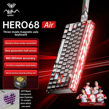 New AULA HERO68 Air 3-mode Magnetic Switch Gaming Mechanical Keyboard E-sport Custom Wired Keyboard Ergonomic Accessories