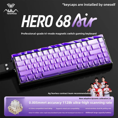 New AULA HERO68 Air 3-mode Magnetic Switch Gaming Mechanical Keyboard E-sport Custom Wired Keyboard Ergonomic Accessories