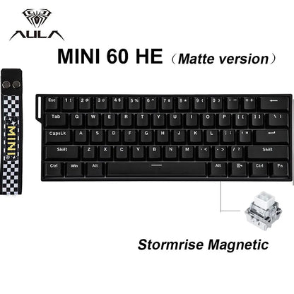 AULA Mini60 HE/Pro/Max Tastiera meccanica wireless 60% con switch magnetici RGB Tri Mode 8000Hz 0.01mmRT per PC, regali per gamer