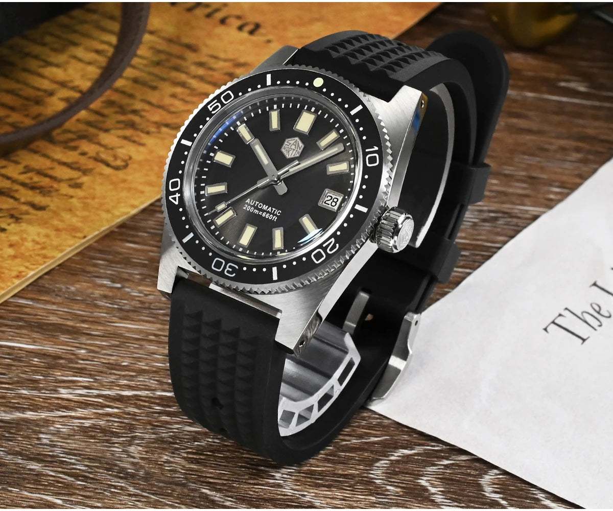 San Martin New 62mas 37mm Diver Mens Watch Classic Luxury Sapphire PT5000 SW200 Automatic Mechanical Watches Date 20Bar Luminous