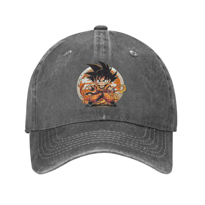 DBZ Little Kakarot Baseball Cap Casual Distressed Cotton Dragon Ball Sun Cap for Men Women Outdoor Adjustable Fit Hats Cap