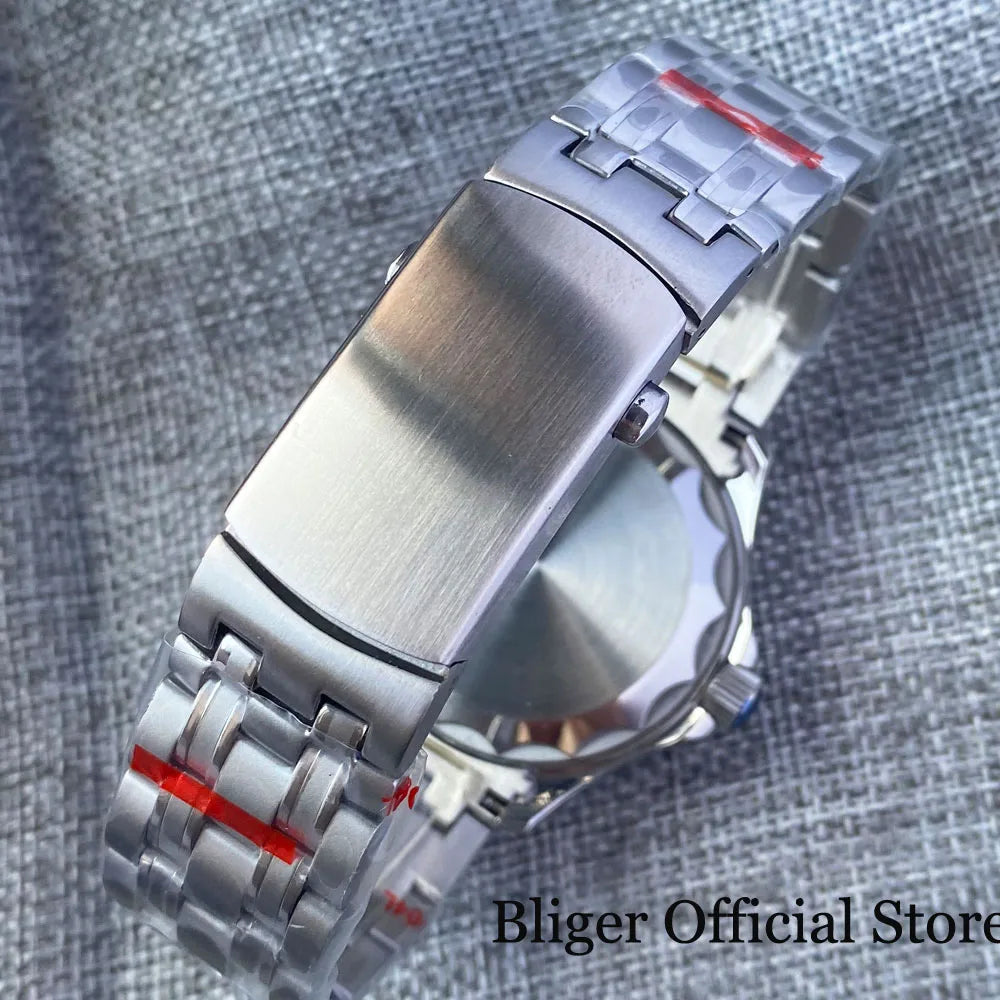 BLIGER Luxury 41mm Mechanical Men's Watch Sapphire Glass NH35AMIYOTA PT5000 Movement Steel Bracelet Ceramic Bezel Date Function