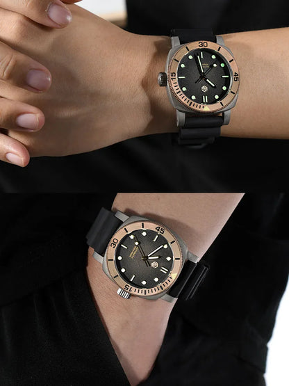 San Martin 42mm Retro Titanium Diver Watch NH35 Automatic Men's Mechanical Watches Bronze Bezel Sapphire Luminous Waterproof 200m