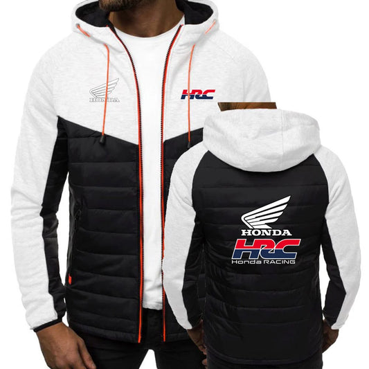 2025 Spring And Autumn Comfortable Jacket Slim Coat Men's New Seven-color Cotton-padded Honda racing Print Patchwork Hoodies