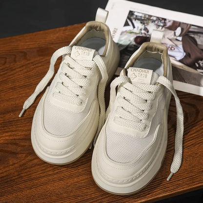Ultraleichte atmungsaktive Mesh-Sneaker für Herren 2025 – modische Freizeitschuhe mit dicker Sohle, komfortable Schnür-Trainer für tägliche Spaziergänge