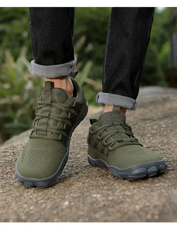 Scarpe da uomo semplici e leggere da trekking sportivo 2025, barefoot a punta larga, multifunzionali casual in mesh traspirante per camminare