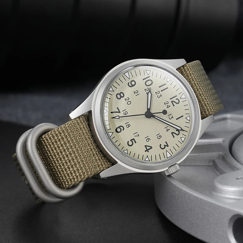 Militado ML07 Quartz Watch VH31 Sweep Movement Domed Sapphire Crystal Luminous 10Bar Waterproof 36mm Vintage Mens Watches